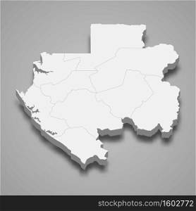 3d map of Gabon with borders of regions. 3d map with borders of regions Template for your design