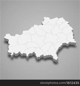 3d map of Gomel Oblast is a region of Belarus, vector illustration. 3d map of Gomel Oblast is a region of Belarus