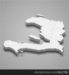 3d map of Haiti with borders of regions. 3d map with borders Template for your design