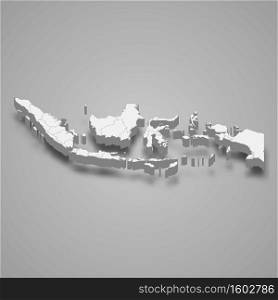 3d map of Indonesia with borders of regions. 3d map with borders Template for your design