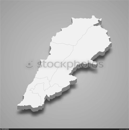 3d map of Lebanon with borders of regions. 3d map with borders Template for your design