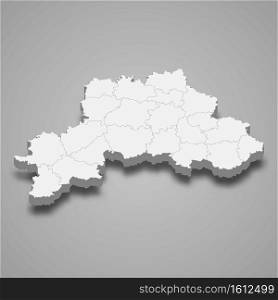 3d map of Mogilev Oblast is a region of Belarus, vector illustration. 3d map of Mogilev Oblast is a region of Belarus