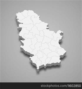 3d map of Serbia with borders of regions. 3d map with borders Template for your design