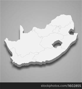 3d map of South Africa with borders of regions. 3d map with borders of regions Template for your design