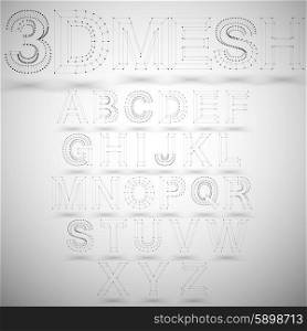 3d mesh stylish alphabet on white background, single color clear vector.