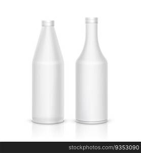 3d mock up white plastic bottle package. Vector blank clean container design.. 3d mock up white plastic bottle package. Vector blank clean container design
