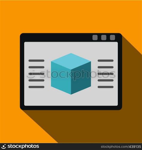 3d model icon. Flat illustration of 3d model vector icon for web on yellow background. 3d model icon, flat style