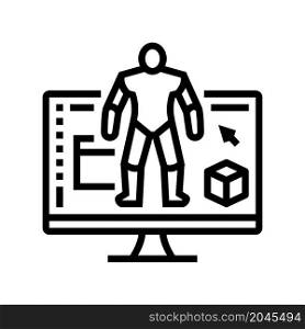 3d modeling characters line icon vector. 3d modeling characters sign. isolated contour symbol black illustration. 3d modeling characters line icon vector illustration