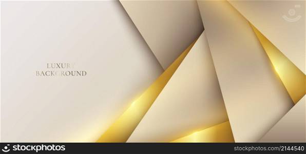 3D modern luxury banner template design golden stripes and light sparking on white background. Vector graphic illustration