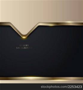 3D modern luxury instagram template design shiny golden glitter geometric and line light sparking on black background. Vector graphic illustration