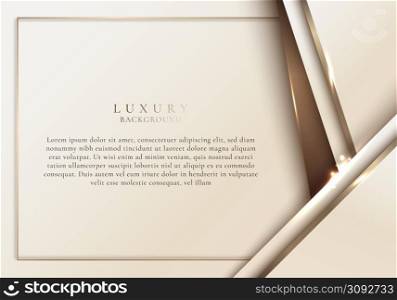 3D modern luxury template design white stripes and golden glitter line light sparking on clean background. Vector graphic illustration