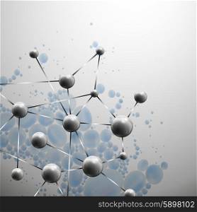 3D Molecule structure on blue background vector illustration.. Molecule structure background vector illustration