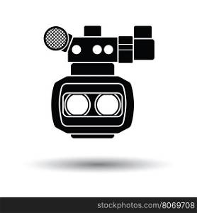 3d movie camera icon. White background with shadow design. Vector illustration.