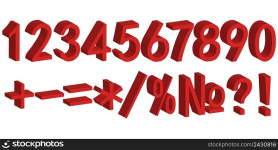 3D number figure for festive decoration of sales volume font numbers vector template to create colorful sale