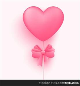 3D origami heart with pink ribbon Bow background. Love concept for happy mother’s day, valentine’s day, birthday day. vector paper art illustration.