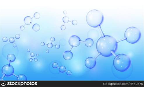 3d oxygen atoms, chemistry science formula. Molecular horizontal banner, chemical graphic structure, glass bio elements, render graphic. Glass balls model isolated on blue. Vector background shapes. 3d oxygen atoms, chemistry science formula. Molecular horizontal banner, chemical graphic structure, glass bio elements, render graphic. Glass model isolated on blue. Vector background shapes