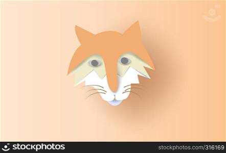 3D Paper art and craft style of isolate wild animals in graphic style. Fox Simple design for advertising, branding greeting card, cover, poster, banner.use pastel color beautiful Vector illustration.