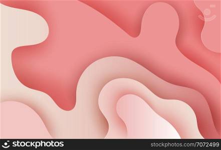 3D Paper art and craft style of pink abstract curve wave layer cut background.Cover design graphic for business banner or card template and material design.layer line shadow Vector illustration.
