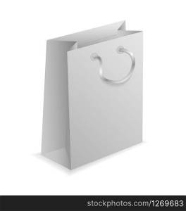 3D paper shopping bag on white background for creative design. 3D paper shopping bag on white background