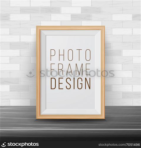 3d Photo Frame Vector. Rectangular Frame Template. Good For Posters, Presentations, Exhibition. Brick Wall Background. Trendy Interior Illustration.. 3d Photo Frame Vector. Rectangular Frame Template. Good For Posters, Presentations, Exhibition. Brick Wall Background. Trendy Interior