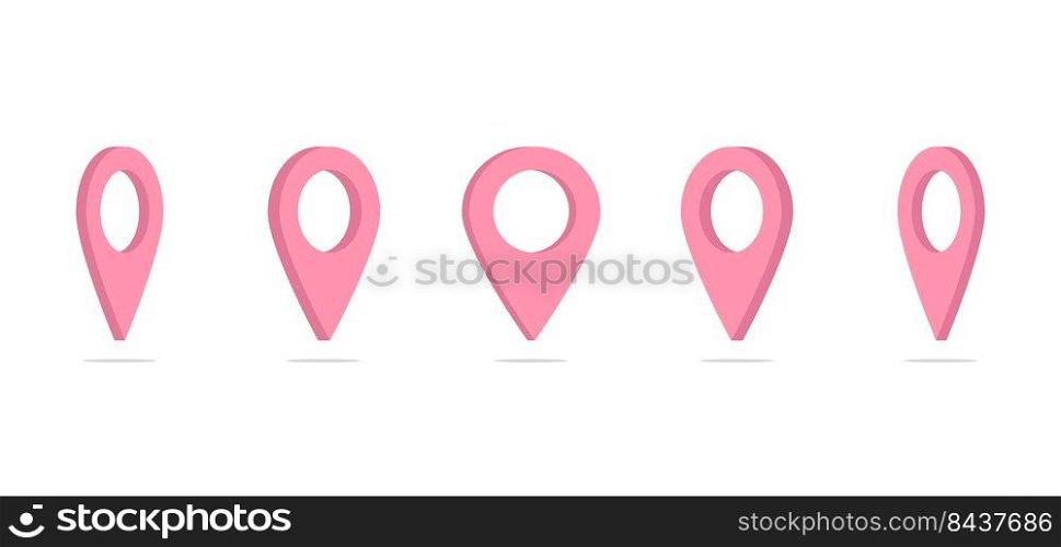 3d pink pins. Business, icon set. sign symbol. Vector illustration. stock image. EPS 10.. 3d pink pins. Business, icon set. sign symbol. Vector illustration. stock image. 