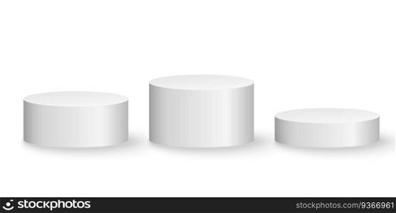 3d platforms isolated on white background. Podium for performance or presentation. Geometric shapes. Empty pedestal. Vector illustration. EPS 10.. 3d platforms isolated on white background. Podium for performance or presentation. Geometric shapes. Empty pedestal. Vector illustration.