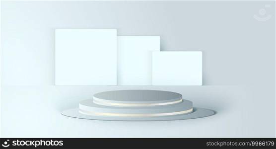 3d podium for product display, circle and square designs. vector illustration