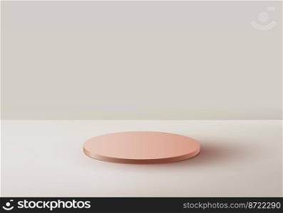 3D podium platform empty beige color studio room background minimal style. You can use for product display, cosmetic mockup design, showroom, etc. Vector illustration