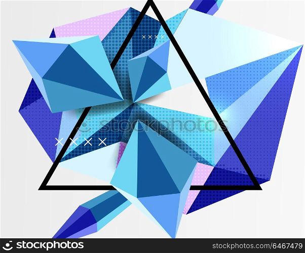 3d polygonal elements abstract background. 3d polygonal elements abstract background, textured vector modern template, blue color