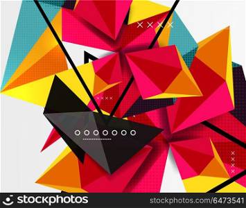 3d polygonal elements abstract background. 3d polygonal elements abstract background, textured vector modern template, red and yellow colors