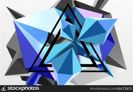 3d polygonal elements abstract background. 3d polygonal elements abstract background, textured vector modern template, blue color