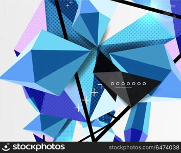 3d polygonal elements abstract background. 3d polygonal elements abstract background, textured vector modern template, blue color