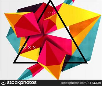 3d polygonal elements abstract background. 3d polygonal elements abstract background, textured vector modern template, red and yellow colors