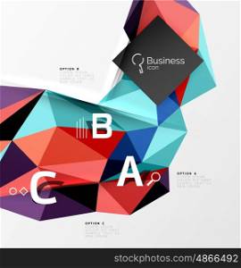 3d polygonal object triangles, abstract background. Vector template background for workflow layout, diagram, number options or web design