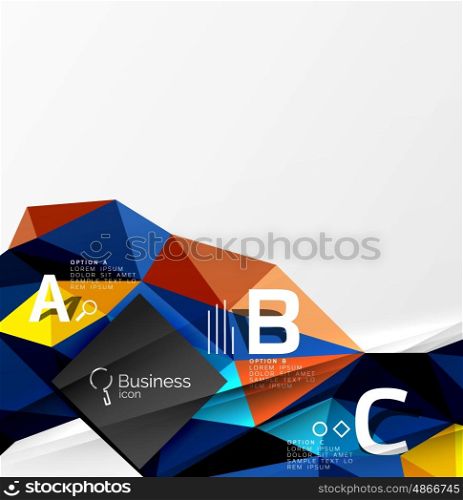 3d polygonal object triangles, abstract background. Vector template background for workflow layout, diagram, number options or web design