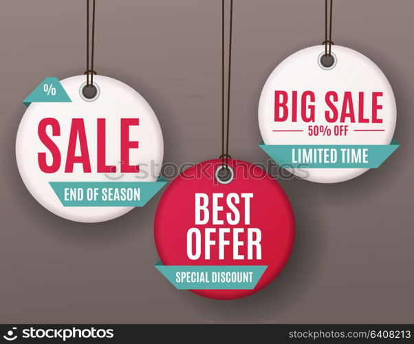 3D Price Sale Label Tags Set. Vector Illustration EPS10. 3D Price Sale Label Tags Set. Vector Illustration
