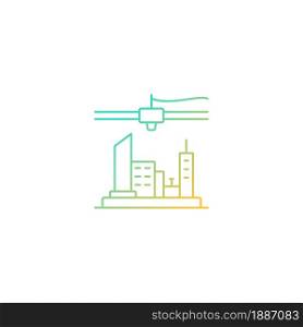 3d printed city plan gradient linear vector icon. Urban design. Visualization technology. Construction industry. Thin line color symbol. Modern style pictogram. Vector isolated outline drawing. 3d printed city plan gradient linear vector icon