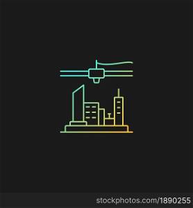 3d printed city plan gradient vector icon for dark theme. Urban design. Visualization technology. Construction industry. Thin line color symbol. Modern style pictogram. Vector isolated outline drawing. 3d printed city plan gradient vector icon for dark theme