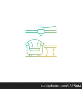 3d printed furniture design gradient linear vector icon. Innovative manufacturing method. Armchair prototype. Thin line color symbol. Modern style pictogram. Vector isolated outline drawing. 3d printed furniture design gradient linear vector icon