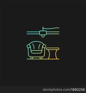 3d printed furniture design gradient vector icon for dark theme. Innovative manufacturing method. Armchair prototype. Thin line color symbol. Modern style pictogram. Vector isolated outline drawing. 3d printed furniture design gradient vector icon for dark theme