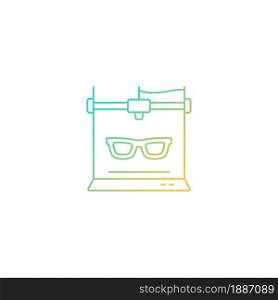 3d printed glasses gradient linear vector icon. Innovation in eyewear industry. Additive manufacturing. Thin line color symbol. Modern style pictogram. Vector isolated outline drawing. 3d printed glasses gradient linear vector icon