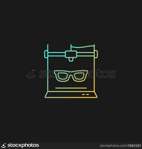 3d printed glasses gradient vector icon for dark theme. Innovation in eyewear industry. Custom-made accessory. Thin line color symbol. Modern style pictogram. Vector isolated outline drawing. 3d printed glasses gradient vector icon for dark theme