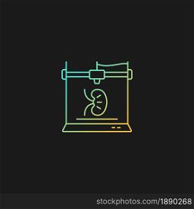 3d printed kidney gradient vector icon for dark theme. Developing 3d organ structure. Biomedical engineering. Thin line color symbol. Modern style pictogram. Vector isolated outline drawing. 3d printed kidney gradient vector icon for dark theme