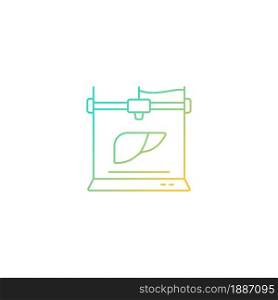 3d printed liver gradient linear vector icon. Creating artificial organ. Biomedical field. Liver transplantation. Thin line color symbol. Modern style pictogram. Vector isolated outline drawing. 3d printed liver gradient linear vector icon