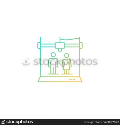 3d printed selfies gradient linear vector icon. Three-dimensional printed figurines. Produce person replica. Thin line color symbol. Modern style pictogram. Vector isolated outline drawing. 3d printed selfies gradient linear vector icon