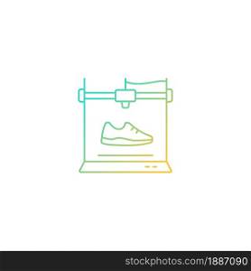 3d printed shoes gradient linear vector icon. Fabricating lightweight footwear. New manufacturing process. Thin line color symbol. Modern style pictogram. Vector isolated outline drawing. 3d printed shoes gradient linear vector icon