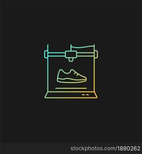 3d printed shoes gradient vector icon for dark theme. Fabricating lightweight footwear. New manufacturing process. Thin line color symbol. Modern style pictogram. Vector isolated outline drawing. 3d printed shoes gradient vector icon for dark theme