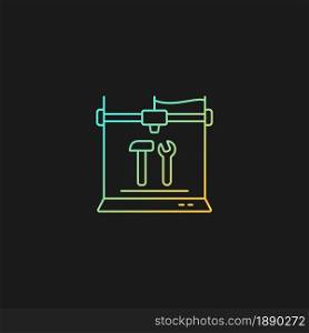 3d printed tools gradient vector icon for dark theme. Fully assembled model. Additive manufacturing technology. Thin line color symbol. Modern style pictogram. Vector isolated outline drawing. 3d printed tools gradient vector icon for dark theme