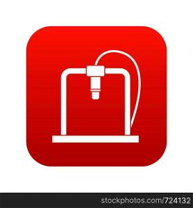 3D printer frame icon digital red for any design isolated on white vector illustration. 3D printer frame icon digital red