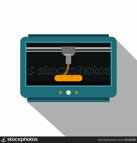 3D printer icon. Flat illustration of 3D printer vector icon for web on white background. 3D printer icon, flat style